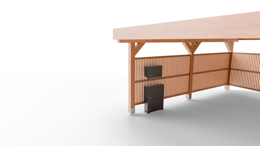 Moderner Solarcarport mit Photovoltaik-Anlage und Speicher von Kirchner, Carport-Photovoltaik